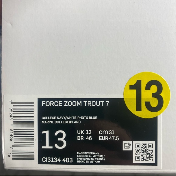 Nike Force Zoom Trout 7 Baseball Cleats CI3134-403 Midnight/Navy Men’s Size - Picture 10 of 12